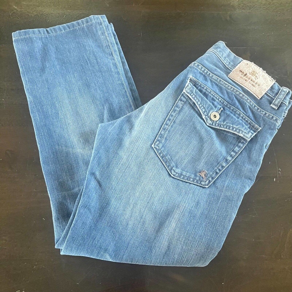 Burberry Black Label Unisex Jeans Size 30 (76) Flap Pocket Logo Blue